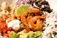 Crispy Baja Shrimp Tacos Bowl with Tangy Cilantro Slaw