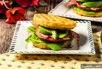Avocado BLT Chaffle: Low-Carb Cheesy Bacon & Tomato Sandwich