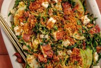 Crispy Bacon Brussels Sprout Salad with Maple Dijon Dressing