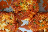 Buffalo-Roasted Cauliflower Steaks with Blue Cheese Dressing