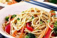 Creamy Asian Peanut Sesame Noodles with Crispy Veggies