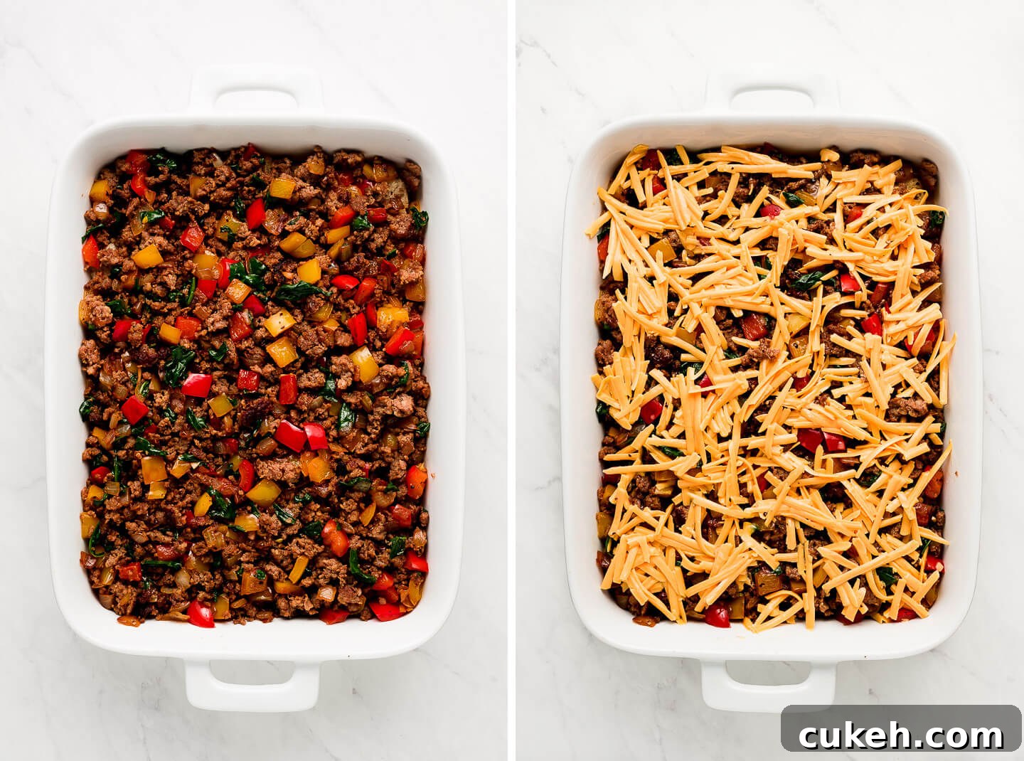 Assembled casserole before chilling.