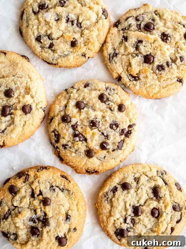chocolate chip cookies on partchment paper