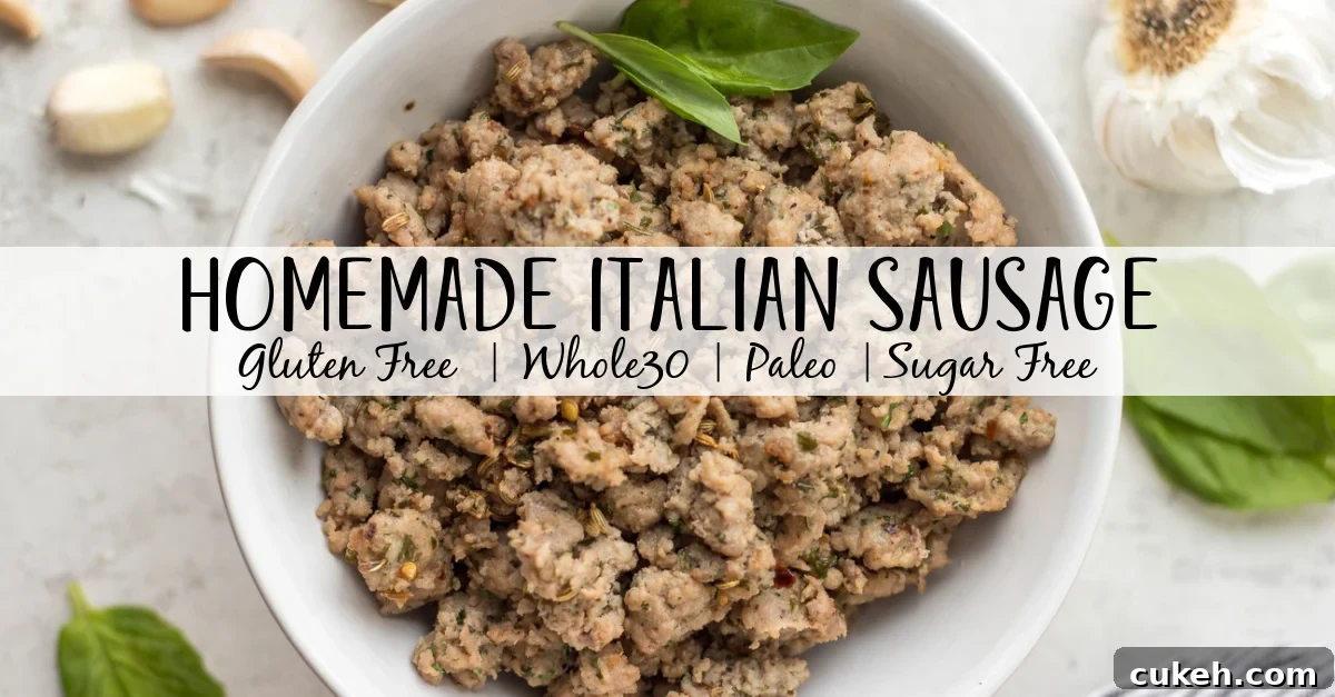 This homemade italian sausage is Whole30 and paleo. It is gluten free and sugar free and is the best way to have a healthy Italian sausage on hand. This recipe uses a few staple ingredients you likely already have on hand and is fast and easy to make. Plus it can be frozen for later or used right away! Stop looking for paleo italian sausage at the store and make your own! #Whole30recipes #healthyporkrecipes #glutenfreepork This homemade italian sausage is Whole30 and paleo. It is gluten free and sugar free and is the best way to have a healthy Italian sausage on hand. This recipe uses a few staple ingredients you likely already have on hand and is fast and easy to make. Plus it can be frozen for later or used right away! Stop looking for paleo italian sausage at the store and make your own! #Whole30recipes #healthyporkrecipes #glutenfreepork