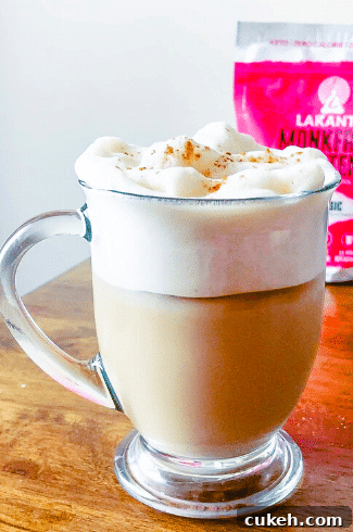 keto french toast latte in a clear mug