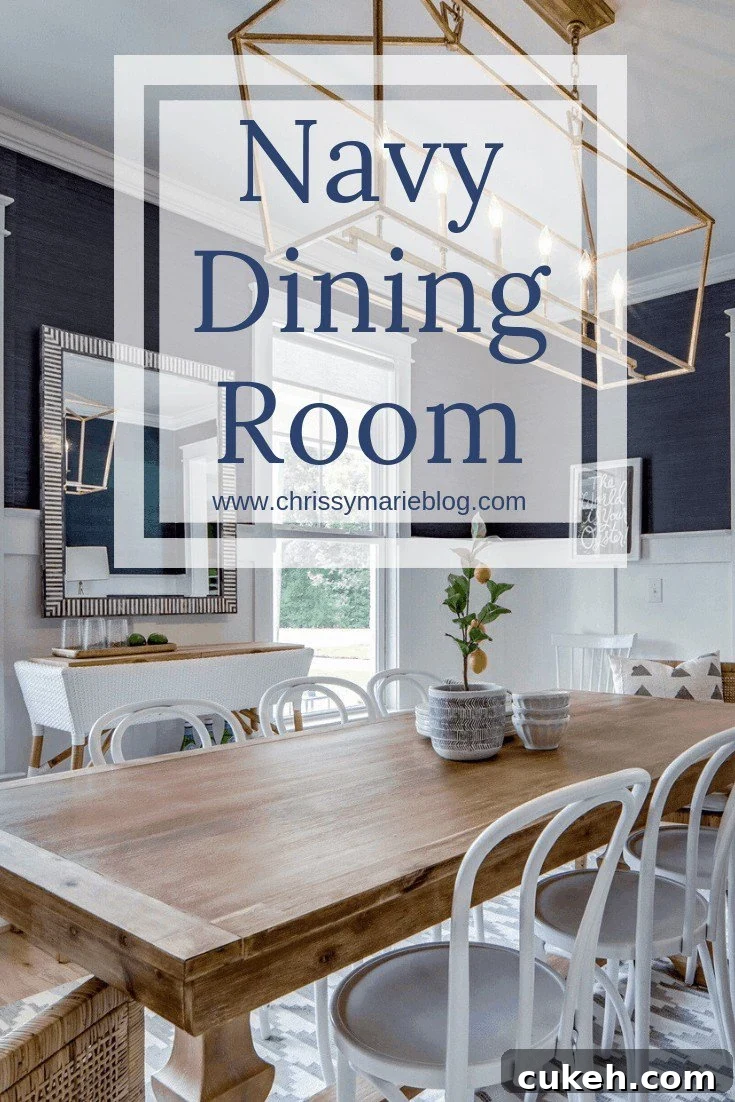 pinterest image for navy dining room