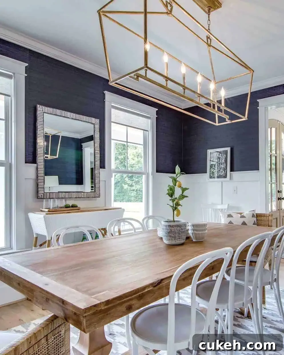 a blue dining room