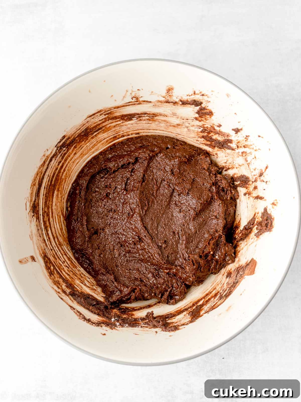 Brownie batter in a bowl.