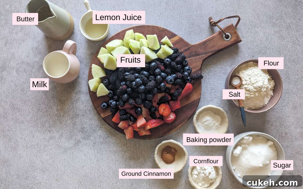 ingredients needed to make fruit cobbler
