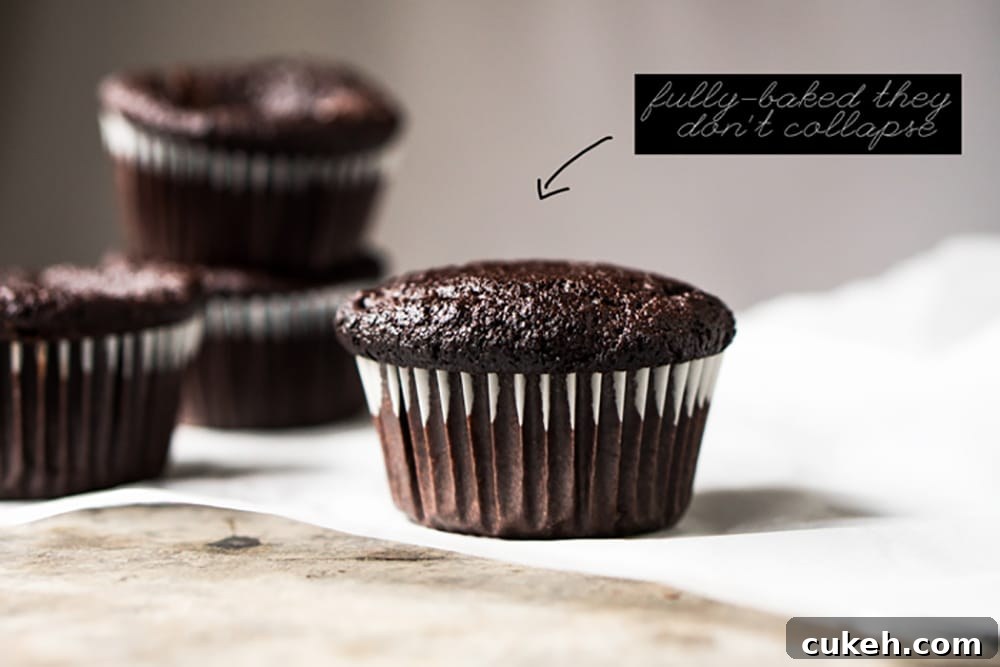 Freshly baked chocolate muffin with white liner