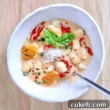 bowl of gnocchi and creamy sauce