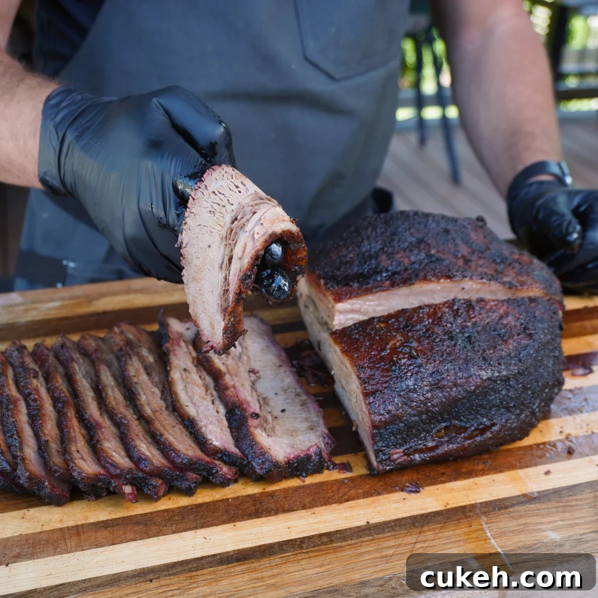 checking for brisket flexibility.