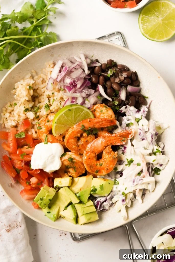 Crispy Baja Shrimp Tacos Bowl with Tangy Cilantro Slaw 2 baja shrimp taco bowl