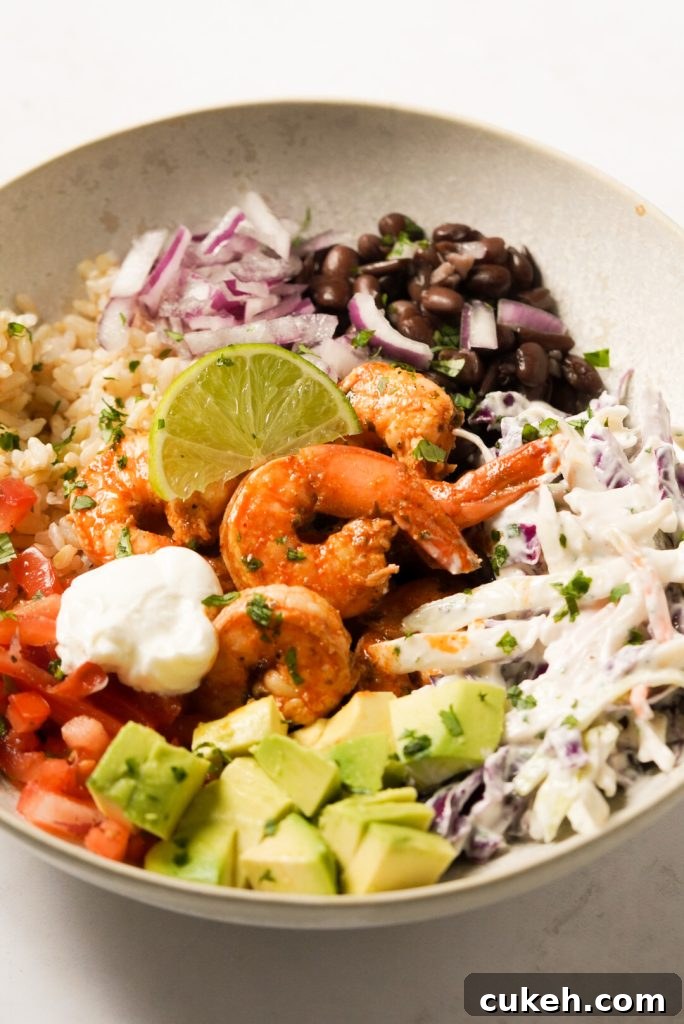 Crispy Baja Shrimp Tacos Bowl with Tangy Cilantro Slaw 9 baja shrimp bowl