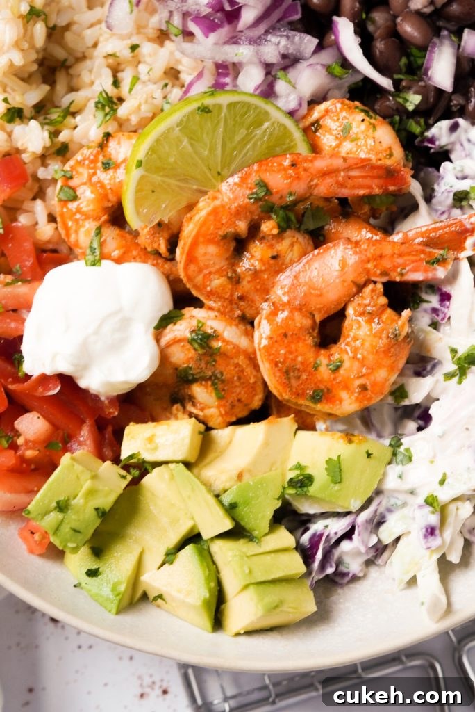 Crispy Baja Shrimp Tacos Bowl with Tangy Cilantro Slaw 7 shrimp taco bowl