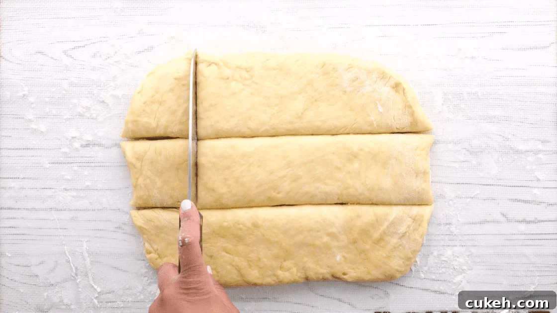 Shape and cut dough into rolls.