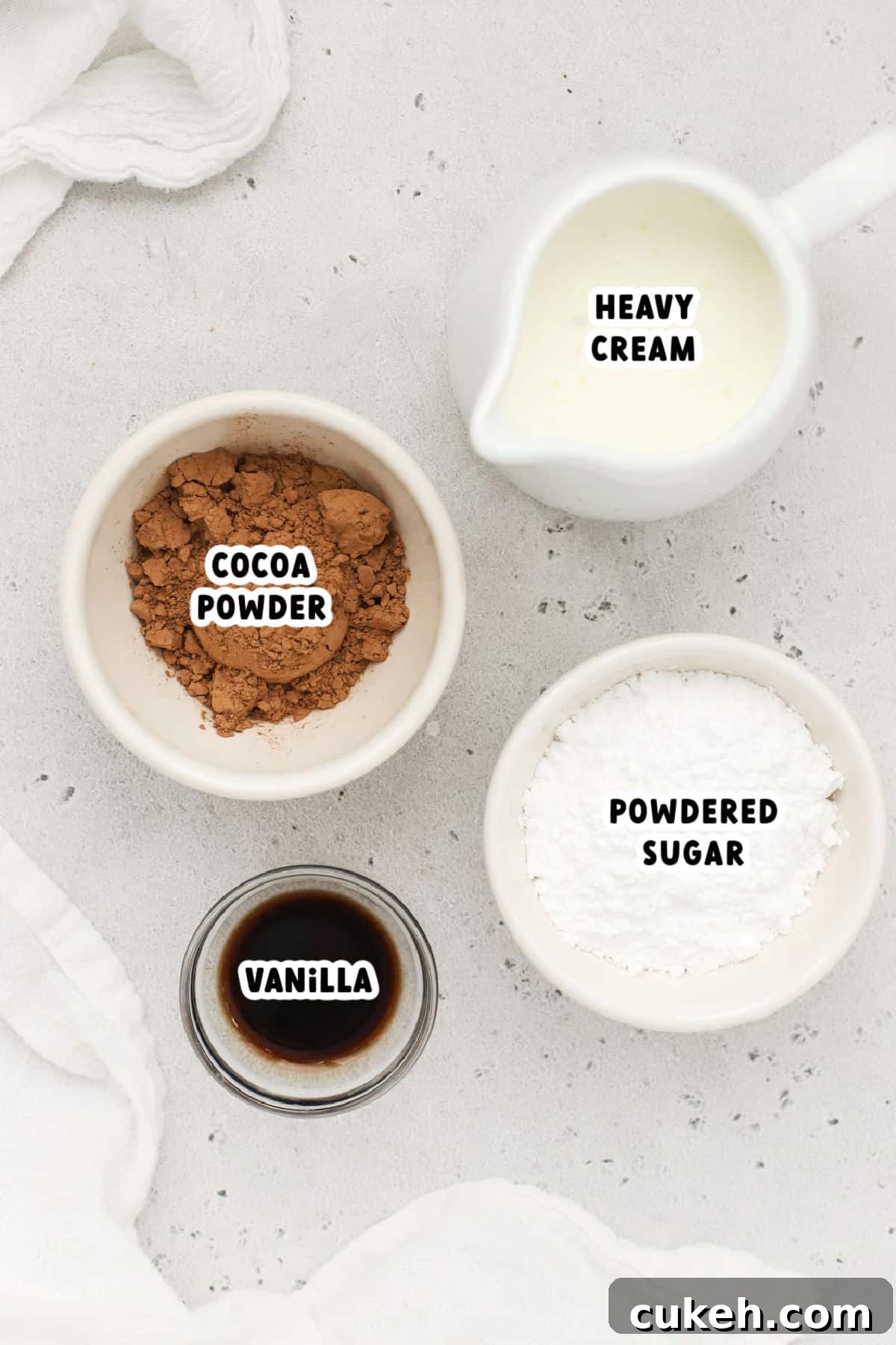 Ingredients for chocolate whipped cream