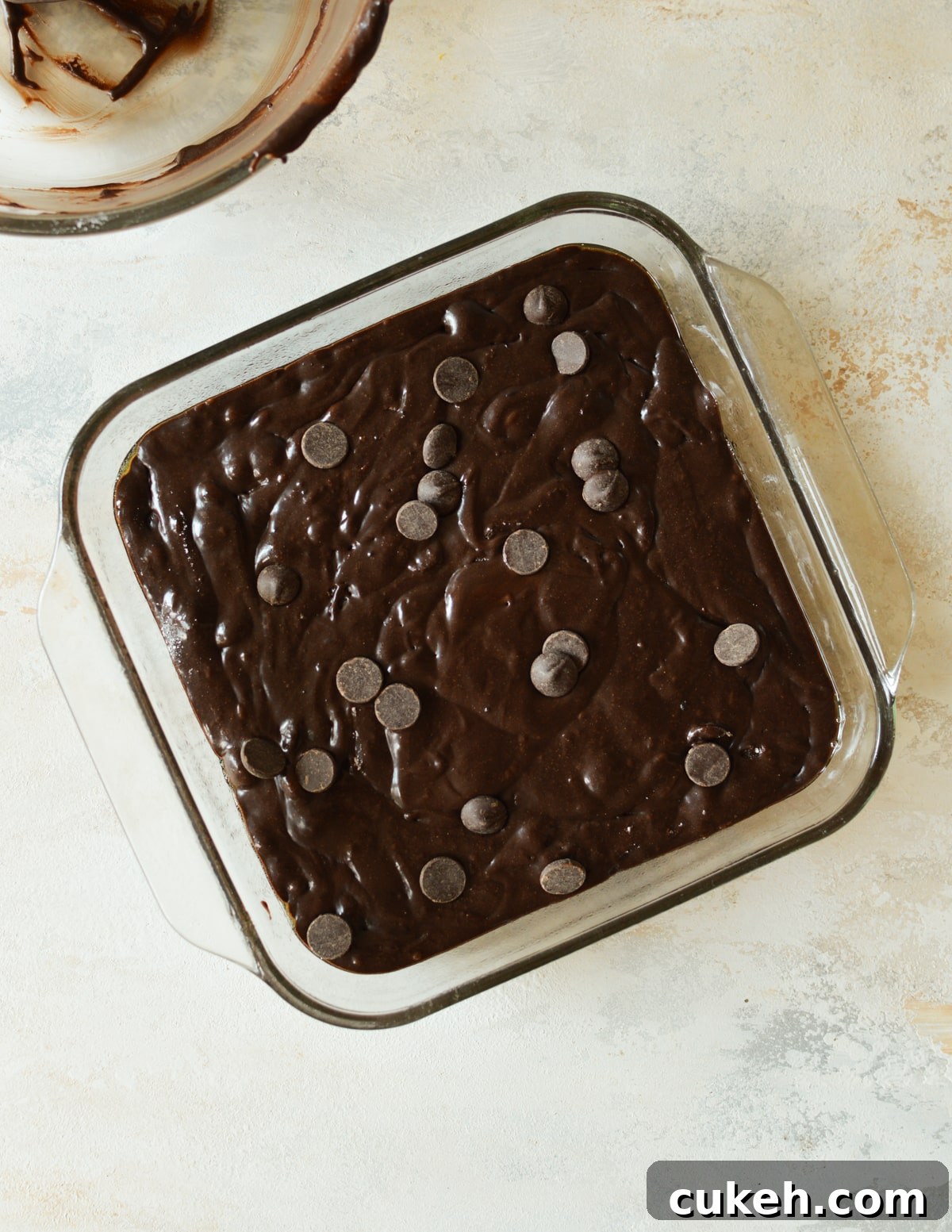 brownie batter in a baking dish