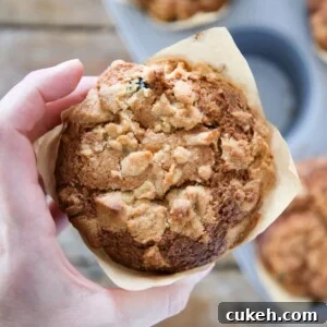 Giant Blueberry Muffins Recipe for Soft, Juicy Results 6 Jumbo Blueberry Muffin with crumble in hand.