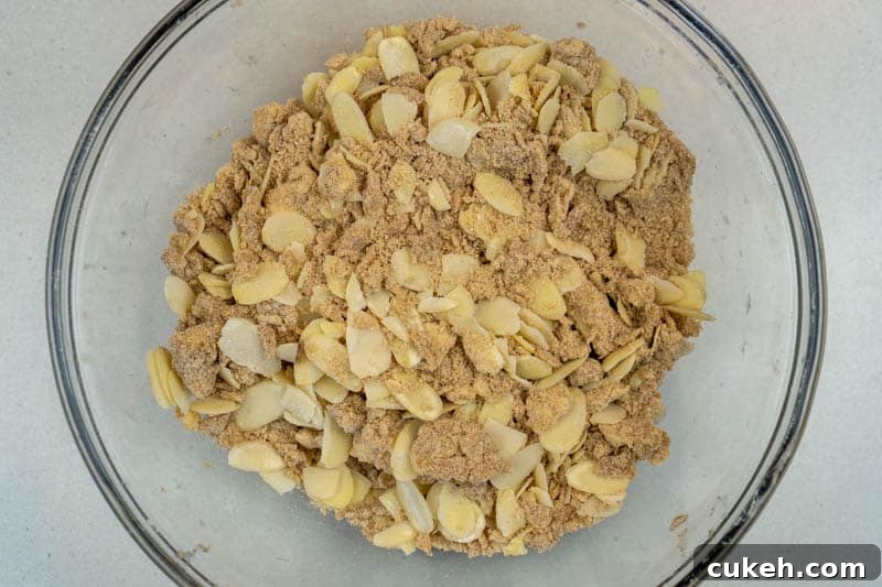 Stirring in the almonds