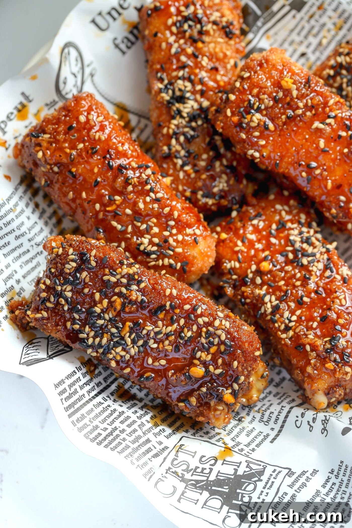 cheese deep fried mozzarella sticked with a spicy Japanese inspired sauce