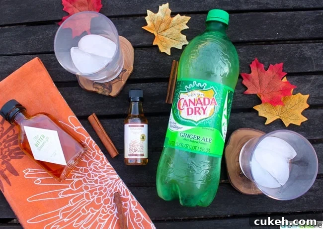 ginger ale and glasses with ice