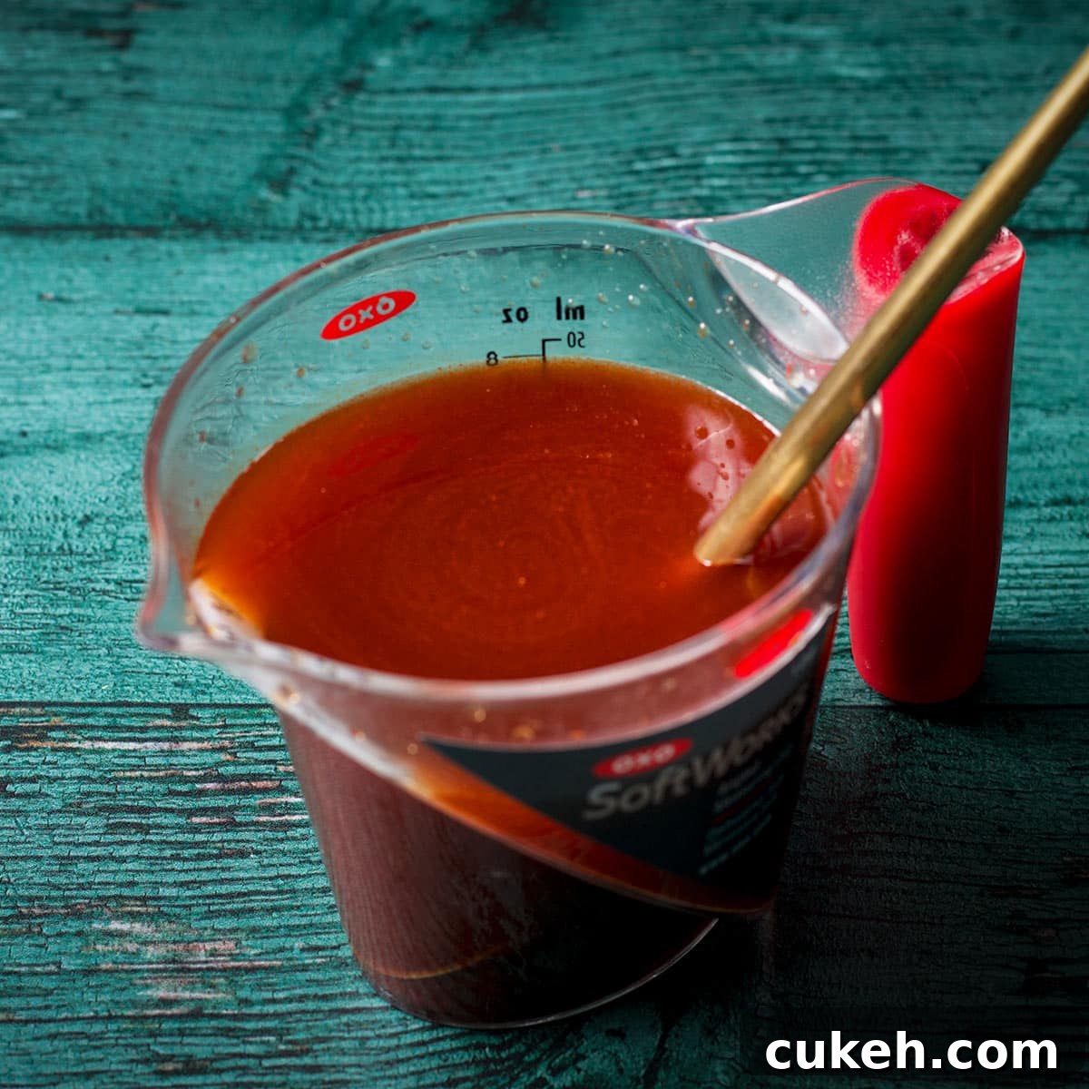 The dried mushroom soaking liquid mixed with mushroom Better than Bouillon base.