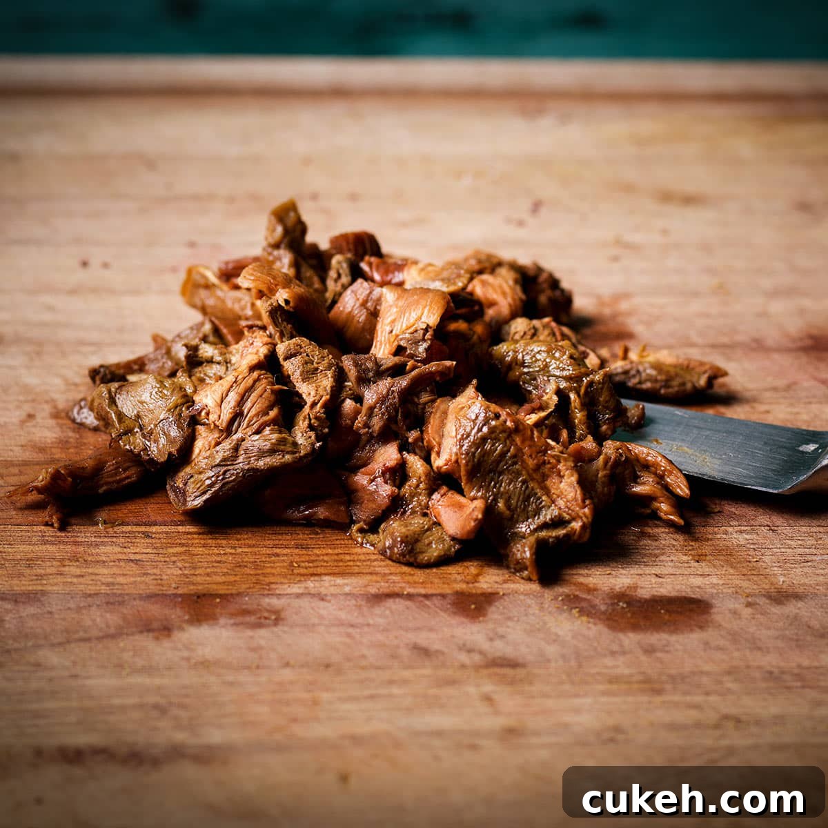 After soaking, chop the mushrooms into small pieces.