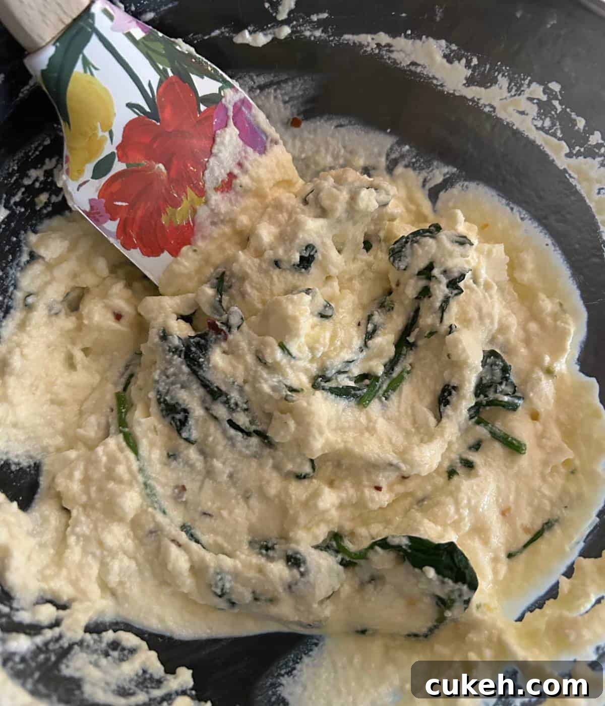 Cheese and spinach filling.