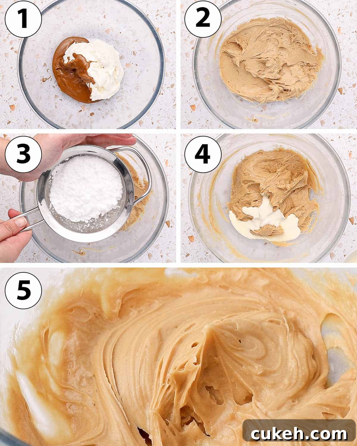 Process Shot Collage: mixing all the ingredients with a hand mixer in a mixing bowl.
