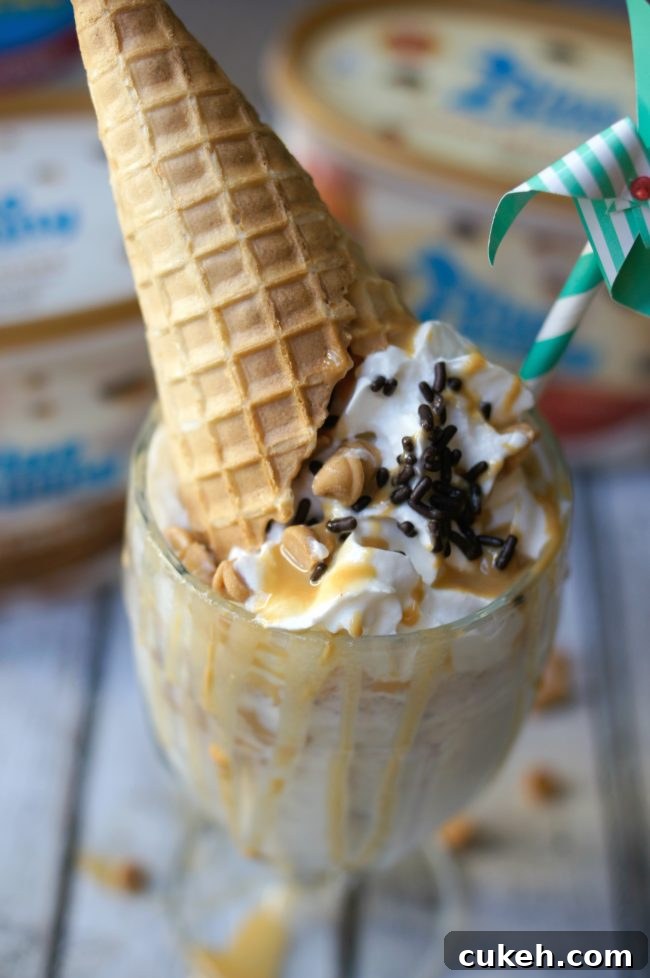 Extreme PB 'N Cones Milkshake Recipe: Peanut Butter & Cone Shake 2 Have you ever had an extreme milkshake? They are popping up in restaurants around the world and each one of the ideas is more crazy than the next! Now you can DIY one at home, whether for parties or just desserts! This Extreme PB ‘N Cones Milkshake recipe is filled with peanut buttery goodness, a touch of chocolate sweets, and a real ice cream cone on top!