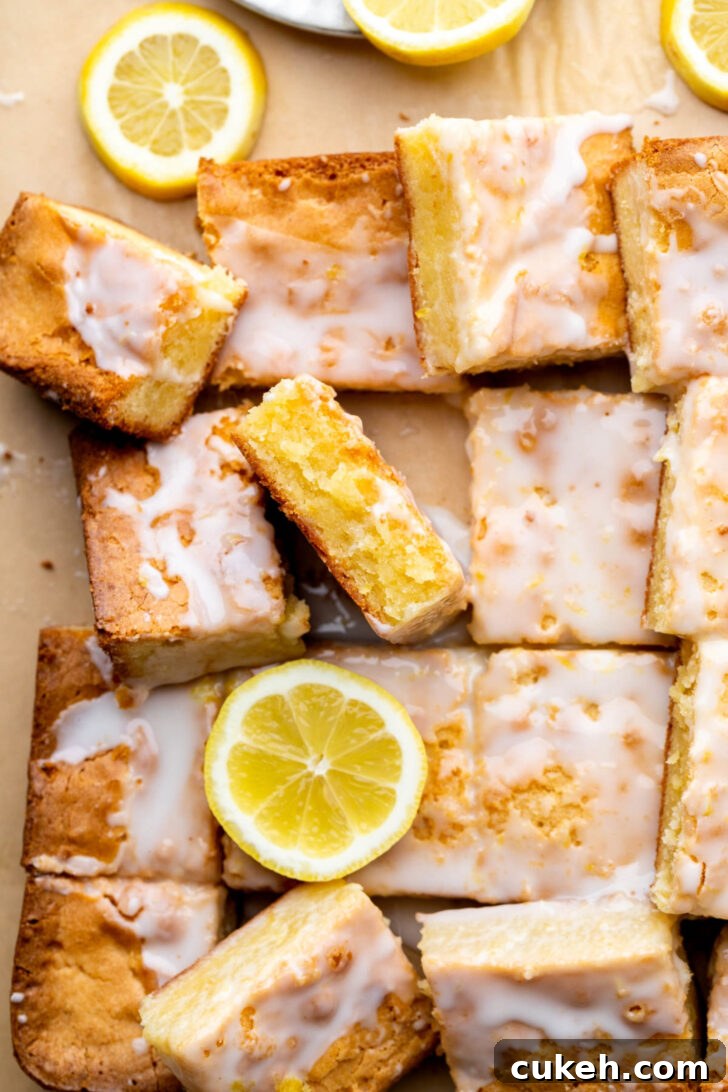 Top view of lemon brownies.