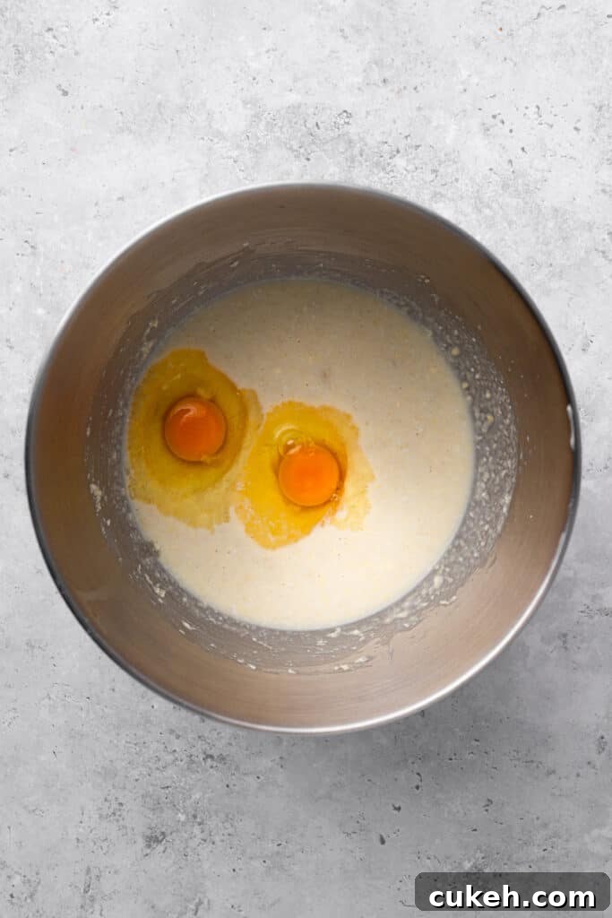 gluten free pancake batter in a bowl with eggs