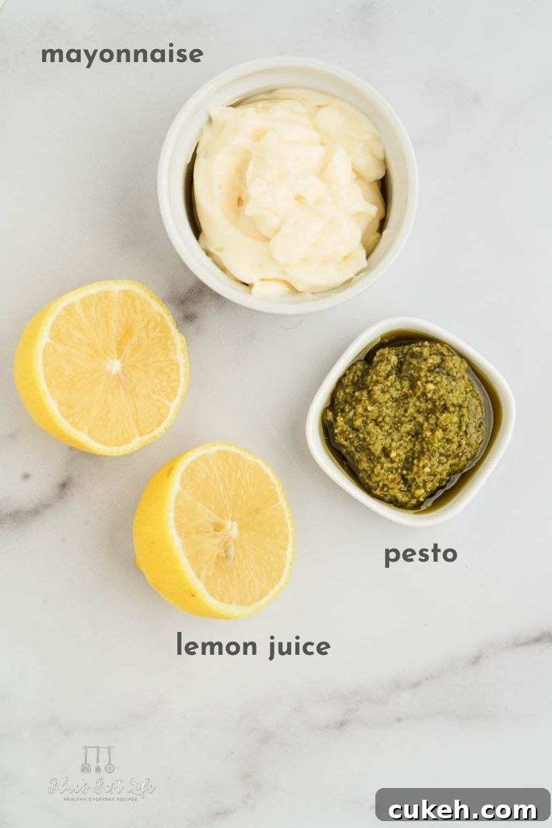 ingredients for pesto aioli 