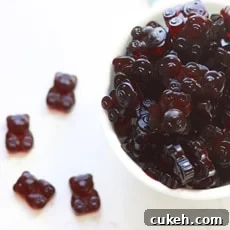 a bowl of dark red gummies