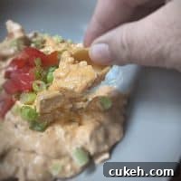 smoked buffalo chicken dip on a chip