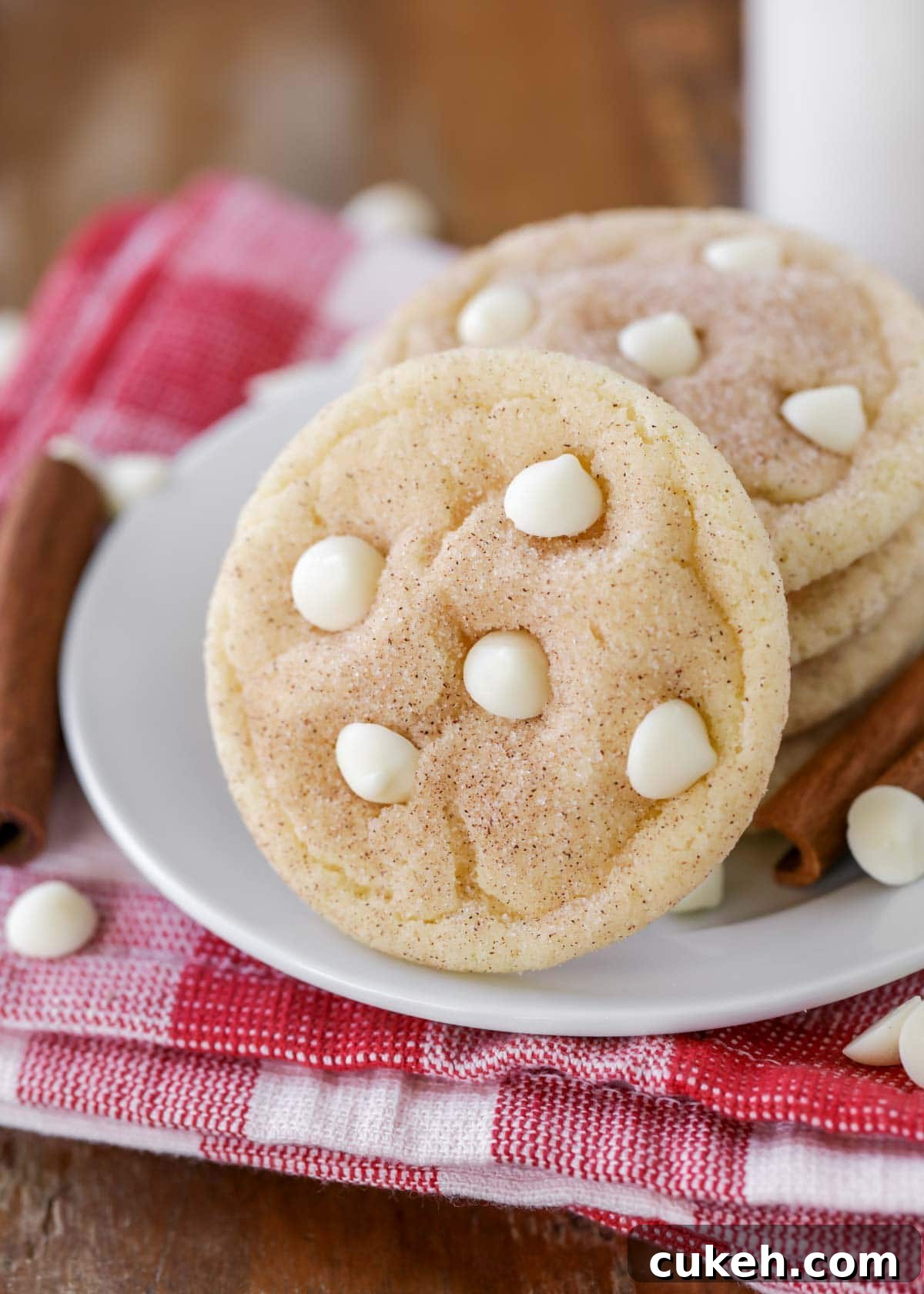 Snickerdoodle cookies with white chocolate chips