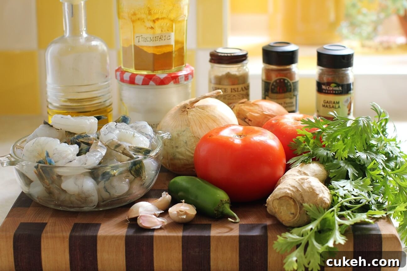 ingredients for the shrimp curry
