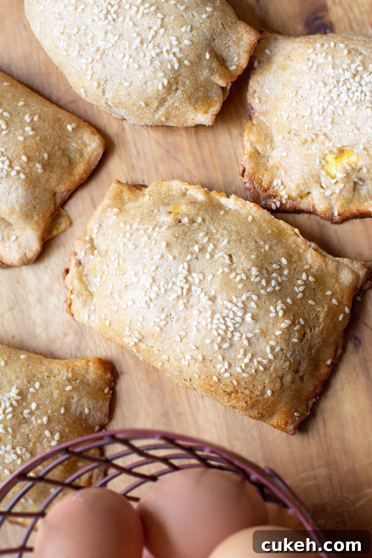 Homemade Breakfast Hot Pockets Made with Fresh-Milled Flour 3 breakfast hot pockets with freshly milled whole wheat flour