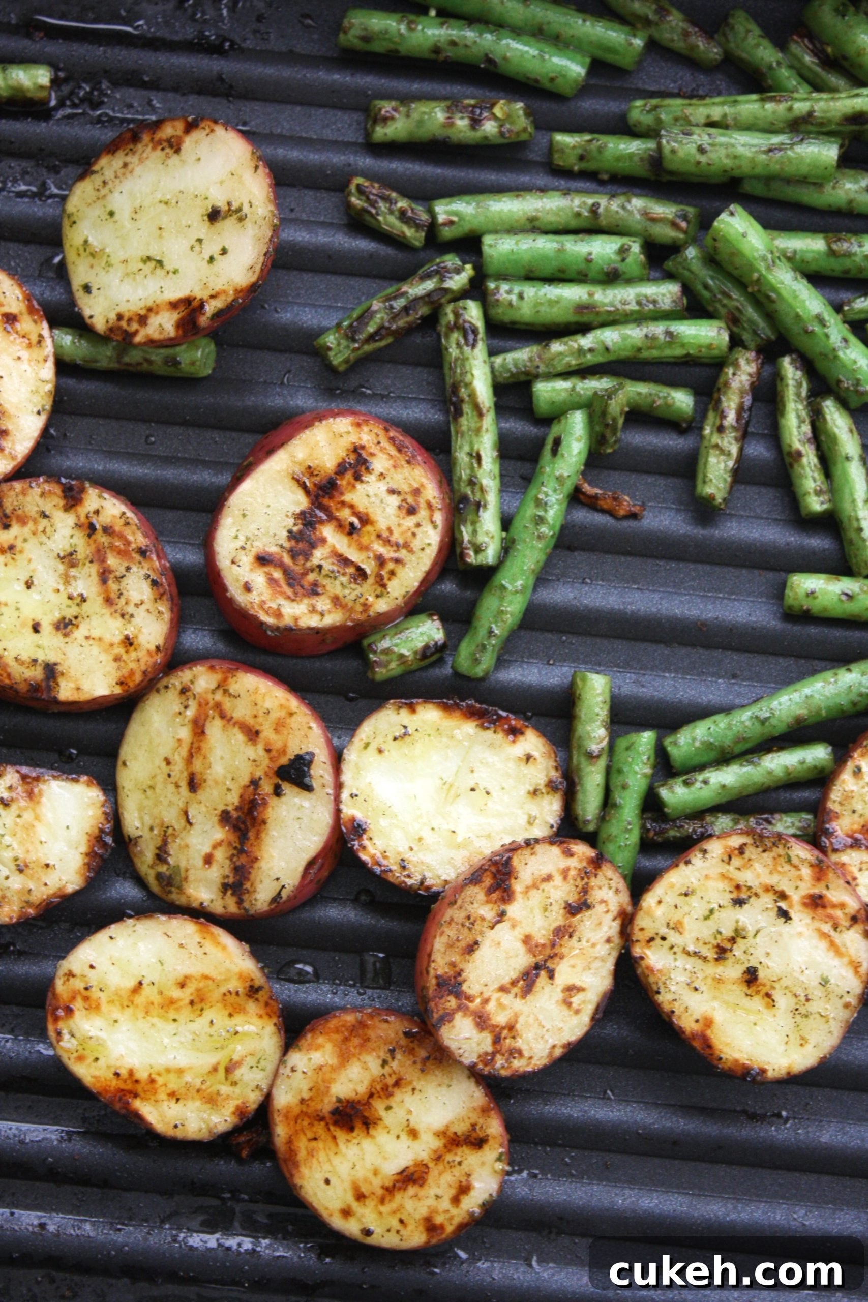 Grilling potatoes and beans