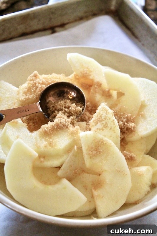 toss apples with flavorings