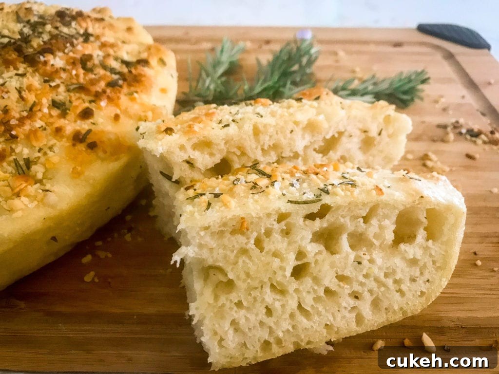 No-Knead Skillet Focaccia with Rosemary and Pine Nuts