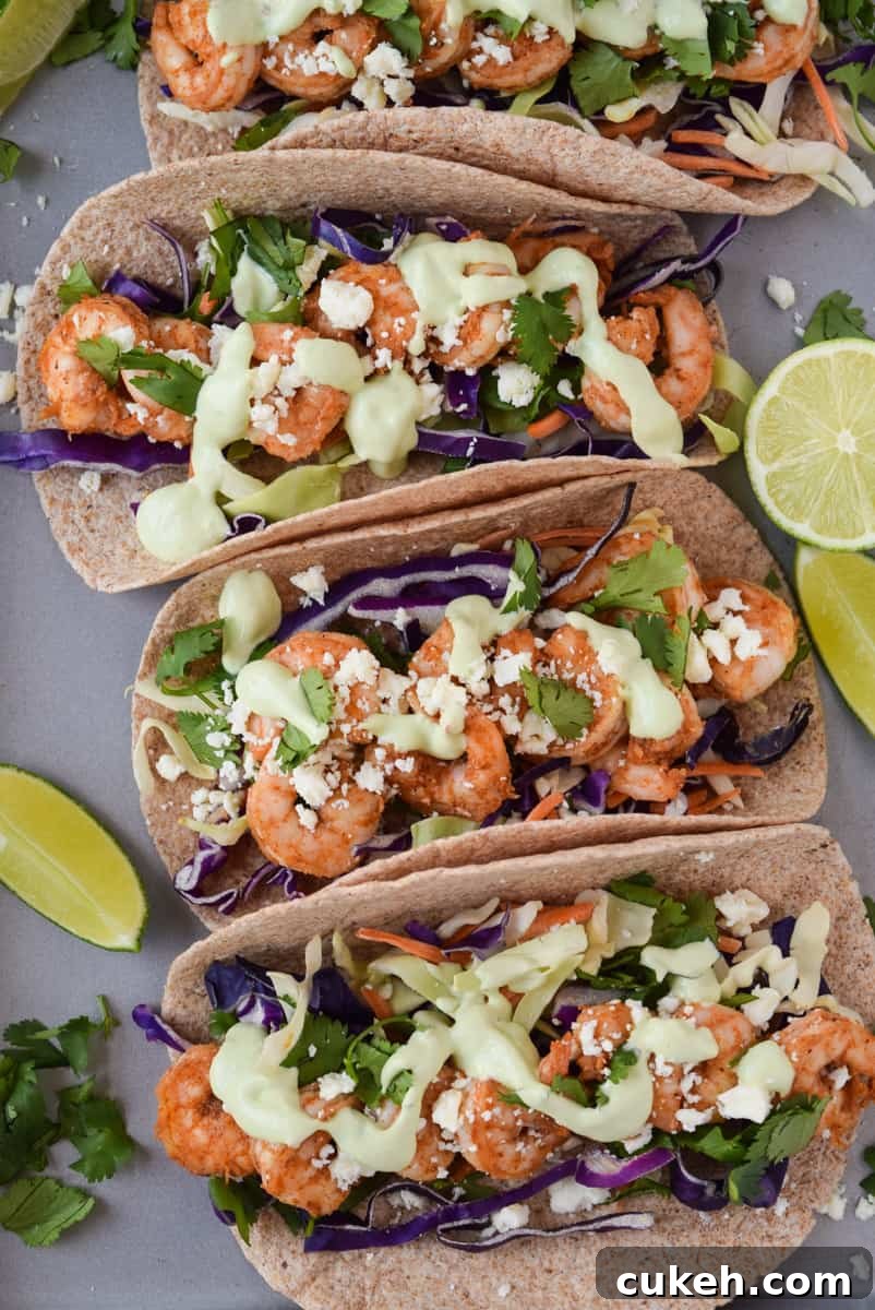 Shrimp Tacos with Avocado Crema