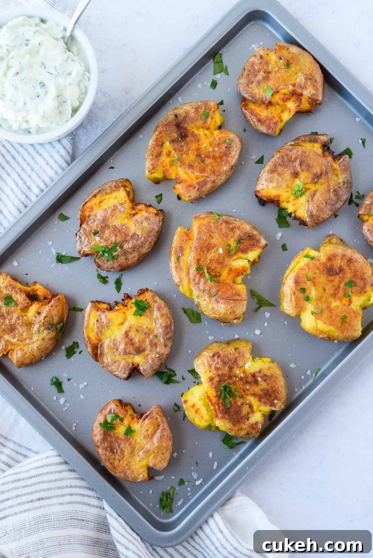 Crispy Air Fryer Smashed Potatoes.