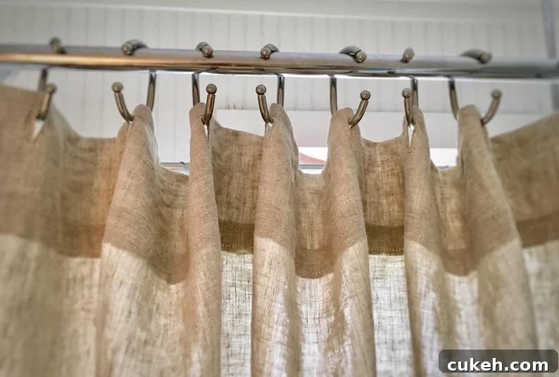an image of natural shower curtain from Union Salt Works