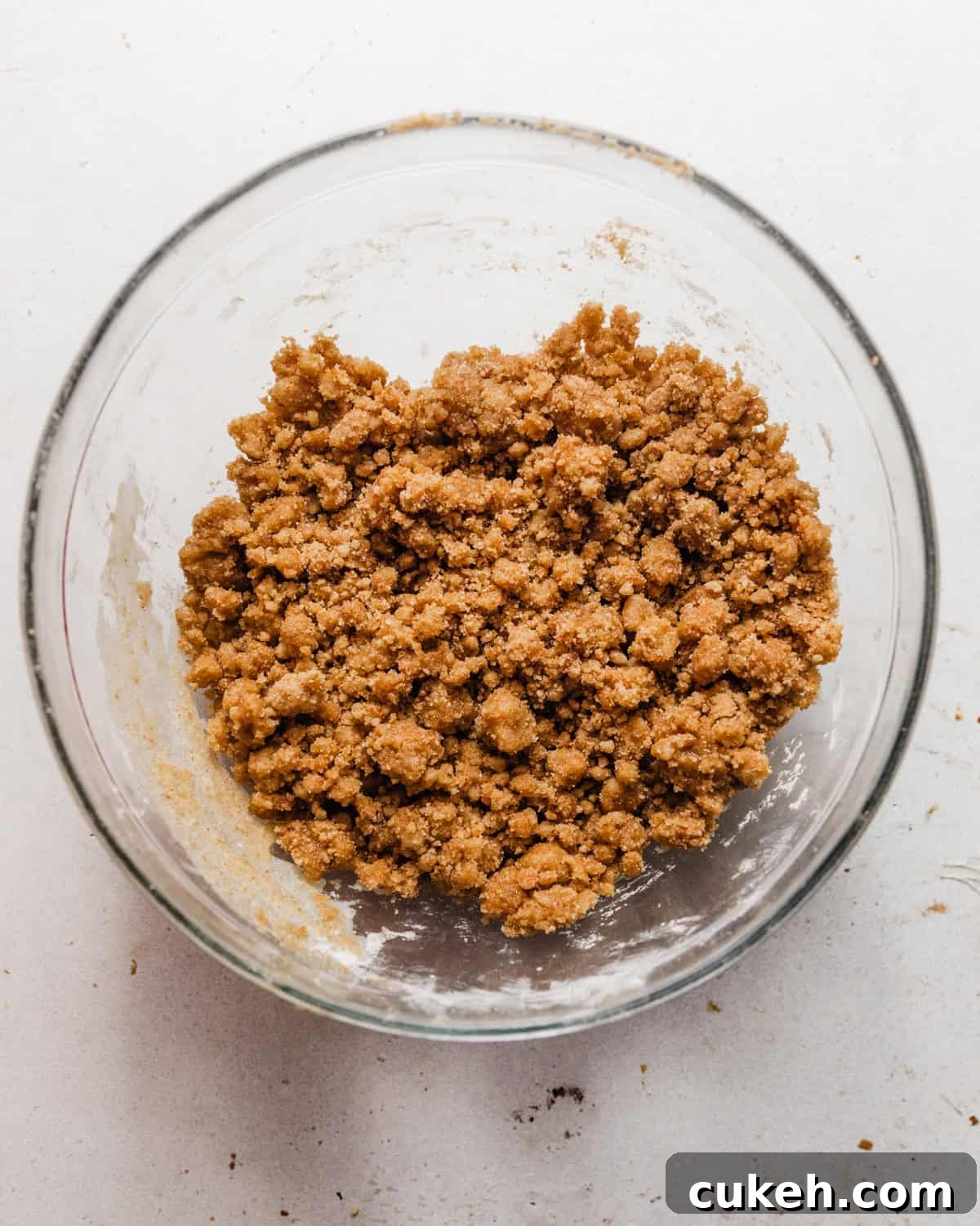 crumble topping mixed together in a bowl. 