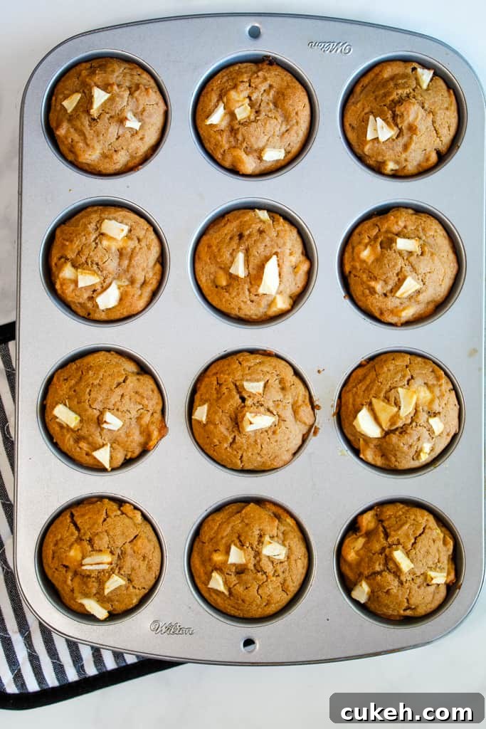 gluten free apple muffins in a baking tin