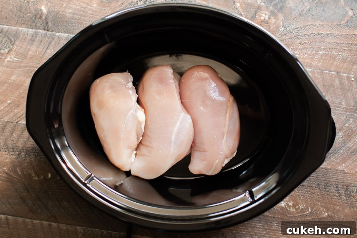 chicken in a slow cooker.