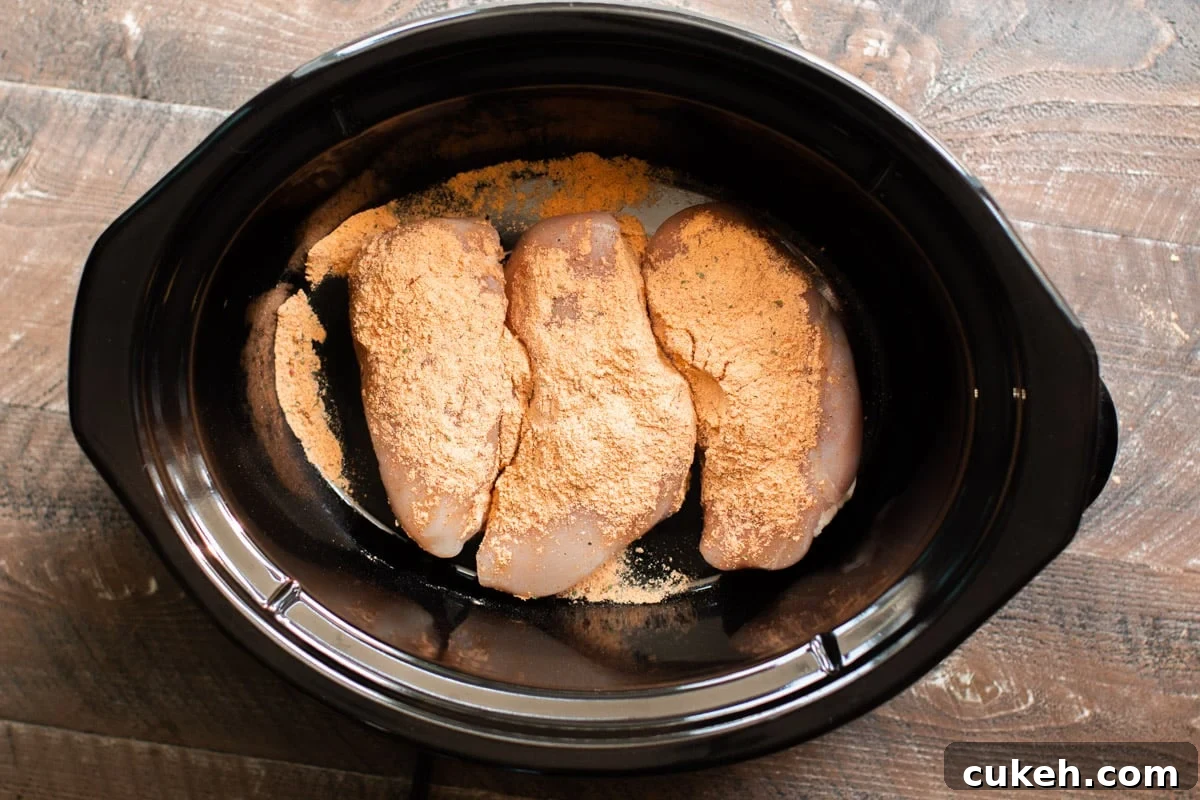 Chicken breasts with fiesta seasoning on top.