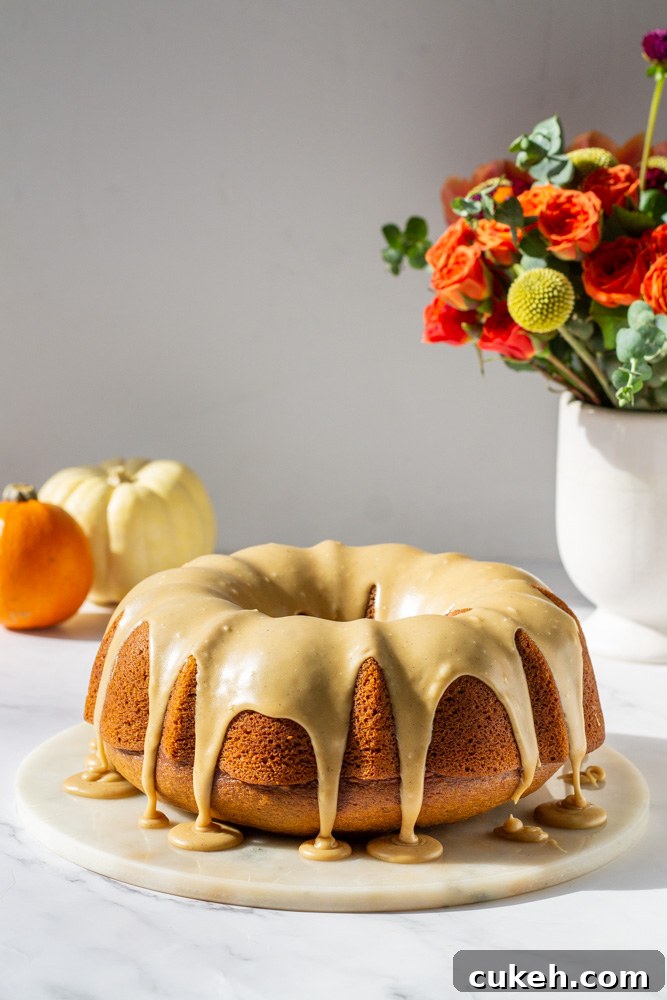 pumpkin bundt cake with maple glaze
